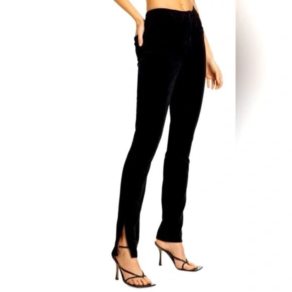 L'AGENCE Josie Black Slim Split-Hem Skinny Velvet Pants